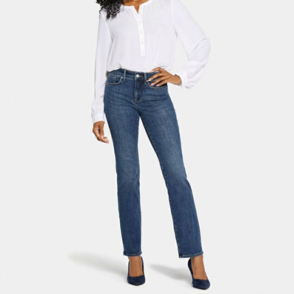 Nydj Marilyn Straight Jeans Medium Wash Business Casual 16